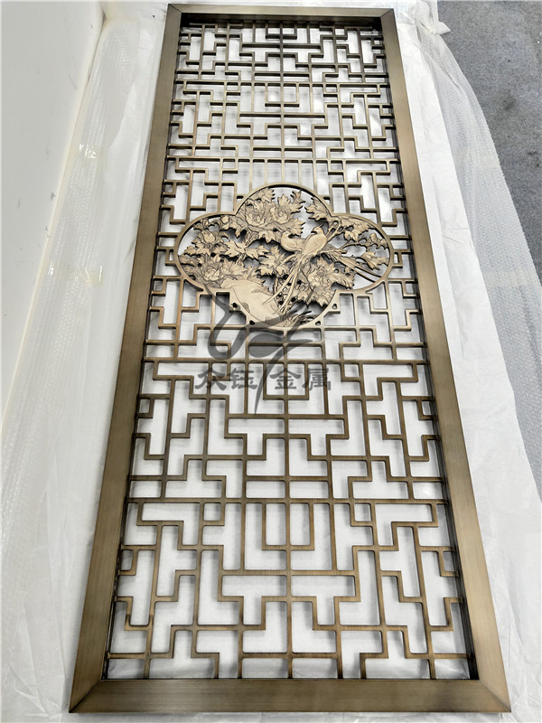新中式青古銅鋁雕屏風
